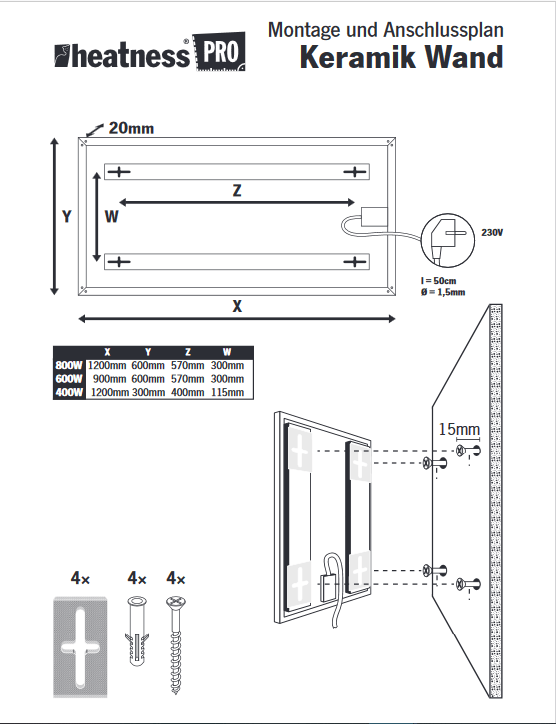 HEATNESS IC panel - FEIN KERAMIKA - XL - 800W